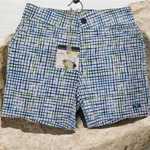 Guy Harvey Blue and Green Plaid Shorts